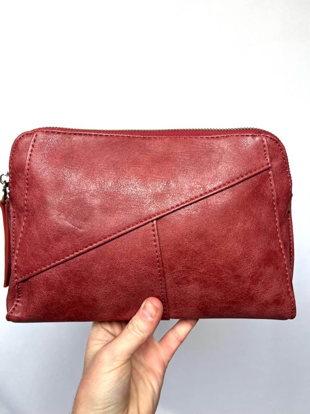 Joy Susan Red Crossbody Bag Faux Leather Adjustable Removable Strap Multi Pocket